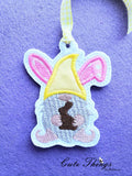 Easter Gnome Applique DIGITAL Embroidery File, In The Hoop Bookmark, Ornament, Gift Bag Tag, Eyelet