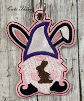 Easter Gnome Applique DIGITAL Embroidery File, In The Hoop Bookmark, Ornament, Gift Bag Tag, Eyelet