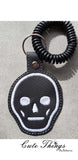 Skull Face  DIGITAL Embroidery File, In The Hoop Key fob, Snap tab, Keychain, Bag Tag