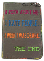 A Poem about me Notebook Cover  DIGITAL Embroidery File, In The Hoop 2 sizes available