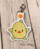 Cute Round Chick DIGITAL Embroidery File, In The Hoop Key fob, Snap tab, Keychain, Bag Tag