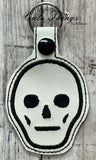 Skull Face  DIGITAL Embroidery File, In The Hoop Key fob, Snap tab, Keychain, Bag Tag