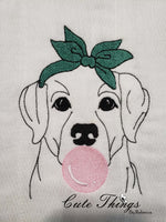 Bubblegum Dog DIGITAL Embroidery File, 4x4, 5x7, 6x10, 7x12,