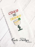 Cinco De Drinko Applique DIGITAL Embroidery File, 4x4, 5x7, 6x10, 7x12,