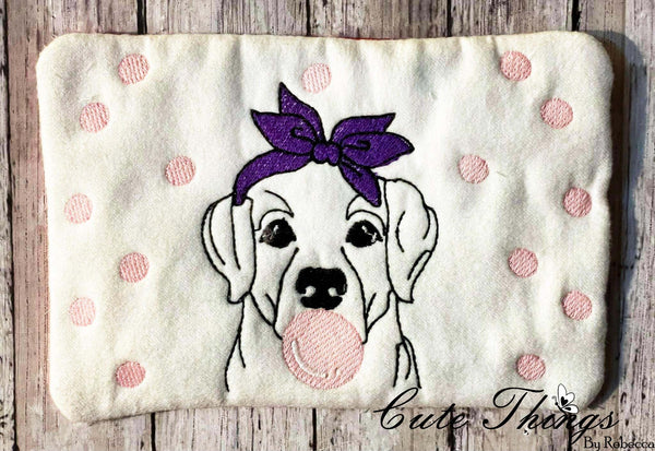 Bubblegum Dog  Mug Rug, Snack Mat  DIGITAL Embroidery File 5x7, 6x10