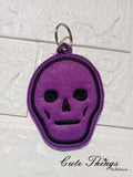 Skull Face DIGITAL Embroidery File, In The Hoop Bookmark, Ornament, Gift Bag Tag, Eyelet