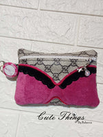 Bra or Bikini Top Applique  Bag  DIGITAL Embroidery File, In The Hoop, Three sizes available  5x7, 6x10, 7x12 money purse, makeup bag, personals bag.