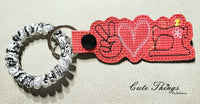 Peace Love Sewing DIGITAL Embroidery File, In The Hoop Key fob, Snap tab, Keychain, Bag Tag