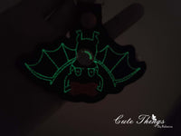 Bubblegum Bat Applique DIGITAL Embroidery File, In The Hoop Key fob, Snap tab, Keychain, Bag Tag