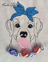 Bubblegum Dog DIGITAL Embroidery File, 4x4, 5x7, 6x10, 7x12,