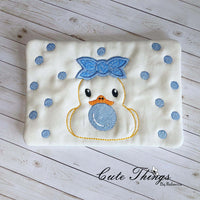 Bubblegum Forward Duck Applique Mug Rug, Snack Mat  DIGITAL Embroidery File 5x7, 6x10