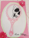 Skull in Mirror DIGITAL Embroidery File, 4x4, 5x7, 6x10, 7x12,