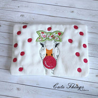 Bubblegum Goose Applique Bow Mug Rug, Snack Mat  DIGITAL Embroidery File 5x7, 6x10