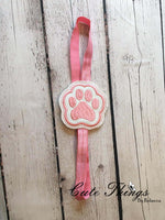 Paw Applique DIGITAL Embroidery File, In The Hoop, Planner Band, Bookmark,