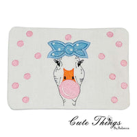 Bubblegum Goose Applique Bow Mug Rug, Snack Mat  DIGITAL Embroidery File 5x7, 6x10