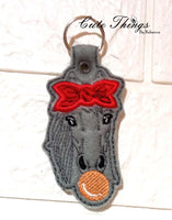 Bubblegum Horse Applique Bow DIGITAL Embroidery File, In The Hoop Key fob, Snap tab, Keychain, Bag Tag