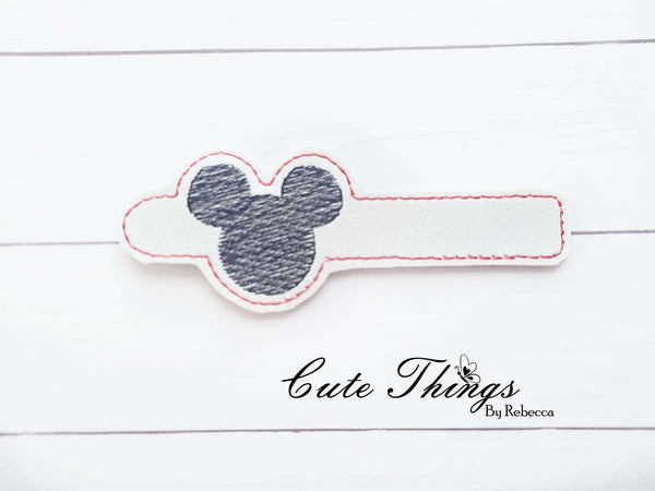 Mouse Ears Tab DIGITAL Embroidery File, Cord Wrap, Notebook Cover Tab