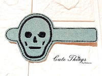 Skull Face Tab DIGITAL Embroidery File, Cord Wrap, Notebook Cover Tab