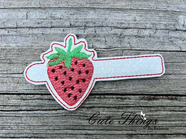 Strawberry Tab DIGITAL Embroidery File, Cord Wrap, Notebook Cover Tab