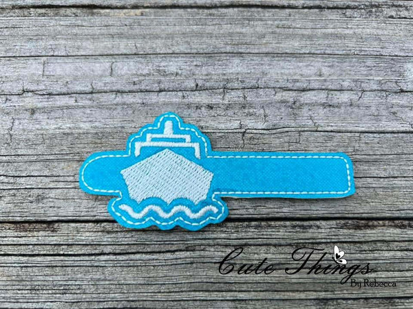 Ship Tab DIGITAL Embroidery File, Cord Wrap, Notebook Cover Tab