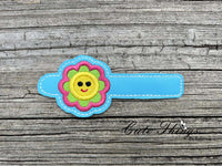 Cute Happy Flower Tab DIGITAL Embroidery File, Cord Wrap, Notebook Cover Tab