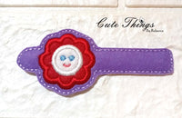 Cute Happy Flower Tab DIGITAL Embroidery File, Cord Wrap, Notebook Cover Tab