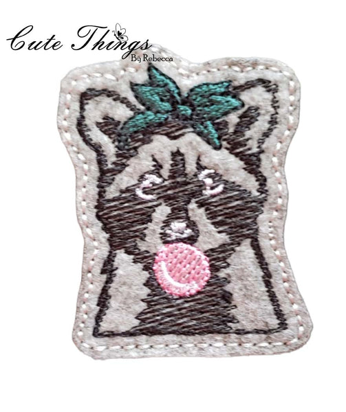 Raccoon Mini DIGITAL Embroidery File, In The Hoop, Feltie, Mini