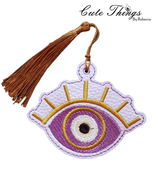 Evil Eye DIGITAL Embroidery File, In The Hoop Bookmark, Ornament, Gift Bag Tag, Eyelet