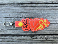 Peace Love Runner DIGITAL Embroidery File, In The Hoop Key fob, Snap tab, Keychain, Bag Tag