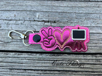 Peace Love Easel Applique DIGITAL Embroidery File, In The Hoop Key fob, Snap tab, Keychain, Bag Tag