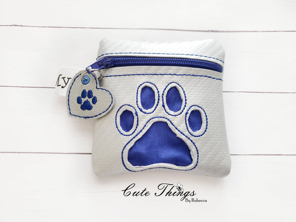 Paw Reverse Applique Bag DIGITAL Embroidery File, In The Hoop, 4x4, mini bag, coin purse Cute Things By Rebecca