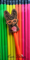 Bubblegum Donkey DIGITAL Embroidery File, In The Hoop, Pencil Topper