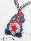 Star Gnome Applique DIGITAL Embroidery File, In The Hoop Bookmark, Ornament, Gift Bag Tag, Eyelet