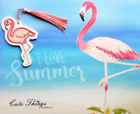 Flamingo Applique DIGITAL Embroidery File, In The Hoop Bookmark, Ornament, Gift Bag Tag, Eyelet