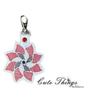 Pinwheel DIGITAL Embroidery File, In The Hoop Key fob, Snap tab, Keychain, Bag Tag