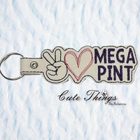 Peace Love Mega Pint DIGITAL Embroidery File, In The Hoop Key fob, Snap tab, Keychain, Bag Tag