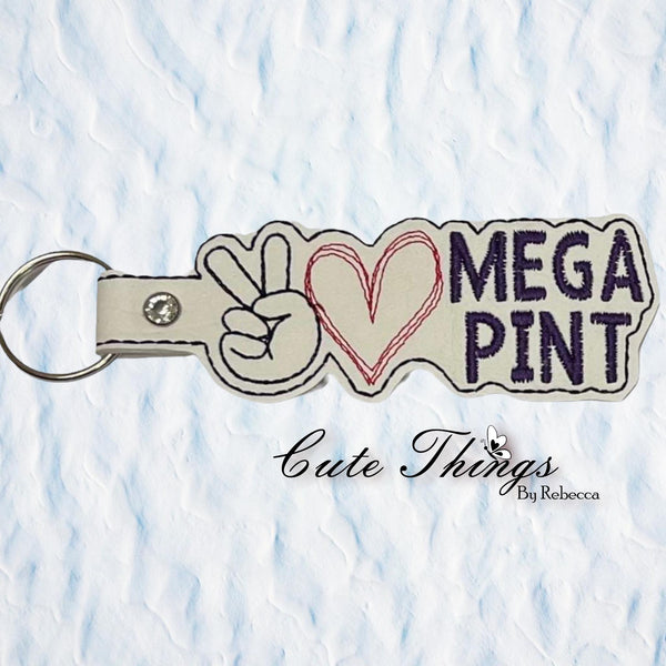 Peace Love Mega Pint DIGITAL Embroidery File, In The Hoop Key fob, Snap tab, Keychain, Bag Tag