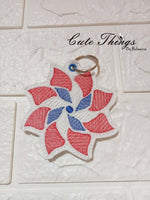 Pinwheel DIGITAL Embroidery File, In The Hoop Bookmark, Ornament, Gift Bag Tag, Eyelet