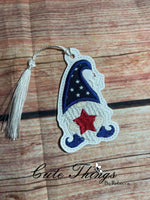 Star Gnome Applique DIGITAL Embroidery File, In The Hoop Bookmark, Ornament, Gift Bag Tag, Eyelet