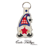 Star Gnome Applique DIGITAL Embroidery File, In The Hoop Key fob, Snap tab, Keychain, Bag Tag