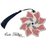 Pinwheel DIGITAL Embroidery File, In The Hoop Bookmark, Ornament, Gift Bag Tag, Eyelet