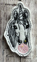 Bubblegum Unicorn Mini DIGITAL Embroidery File, In The Hoop, Feltie, Mini