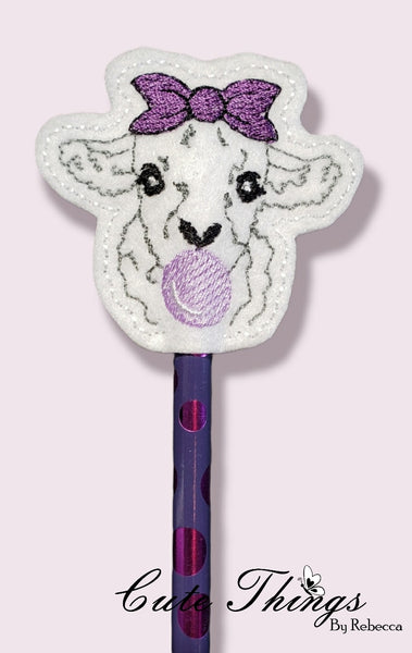 Bubblegum Lamb DIGITAL Embroidery File, In The Hoop, Pencil Topper