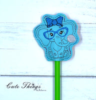 Bubblegum Elephant DIGITAL Embroidery File, In The Hoop, Pencil Topper