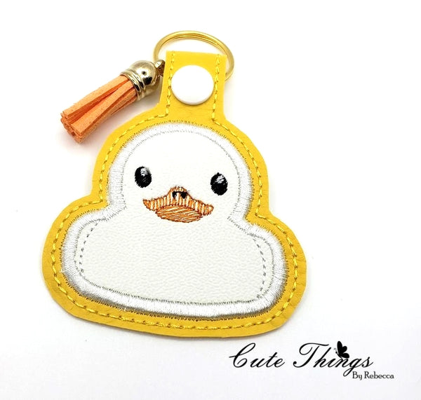 Rubber Duck Applique DIGITAL Embroidery File, In The Hoop Key fob, Snap tab, Keychain, Bag Tag