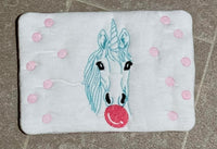 Bubblegum Unicorn  Mug Rug, Snack Mat  DIGITAL Embroidery File, In The Hoop 5x7, 6x10