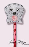 Bubblegum Dog NO Bow DIGITAL Embroidery File, In The Hoop, Pencil Topper