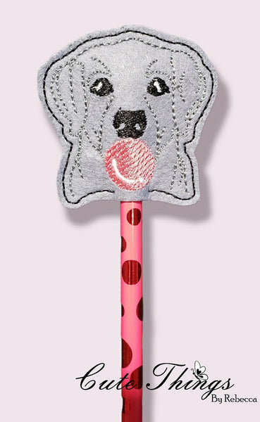 Bubblegum Dog NO Bow DIGITAL Embroidery File, In The Hoop, Pencil Topper