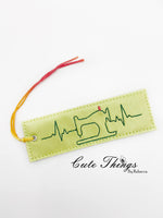 Heartbeat Sewing DIGITAL Embroidery File, In The Hoop Bookmark, Ornament, Gift Bag Tag, Eyelet