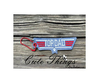 Top Dad DIGITAL Embroidery File, In The Hoop Bookmark, Ornament, Gift Bag Tag, Eyelet